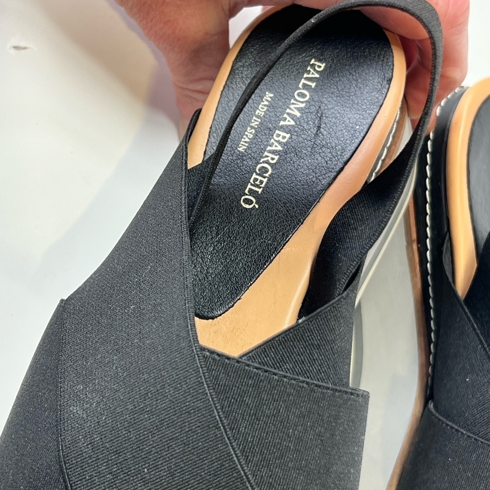 PALOMA BARCELO Black sling back platform sandals size 36/5.5-6. - Picture 5 of 9